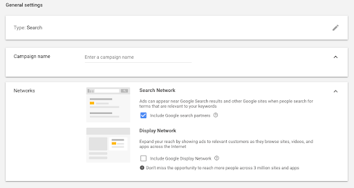 Screenshot of setting up a Google Ads account.